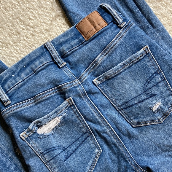 🦅 AMERICAN EAGLE SIZE 000 NEXT LEVEL STRETCH CURVY HI-RISE DISTRESSED JEGGINGS - Picture 5 of 15